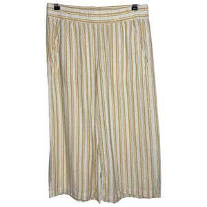 Cloth & Stone Wide Leg Pants Womens Small Linen Crop Stripe Beachy Anthropologie